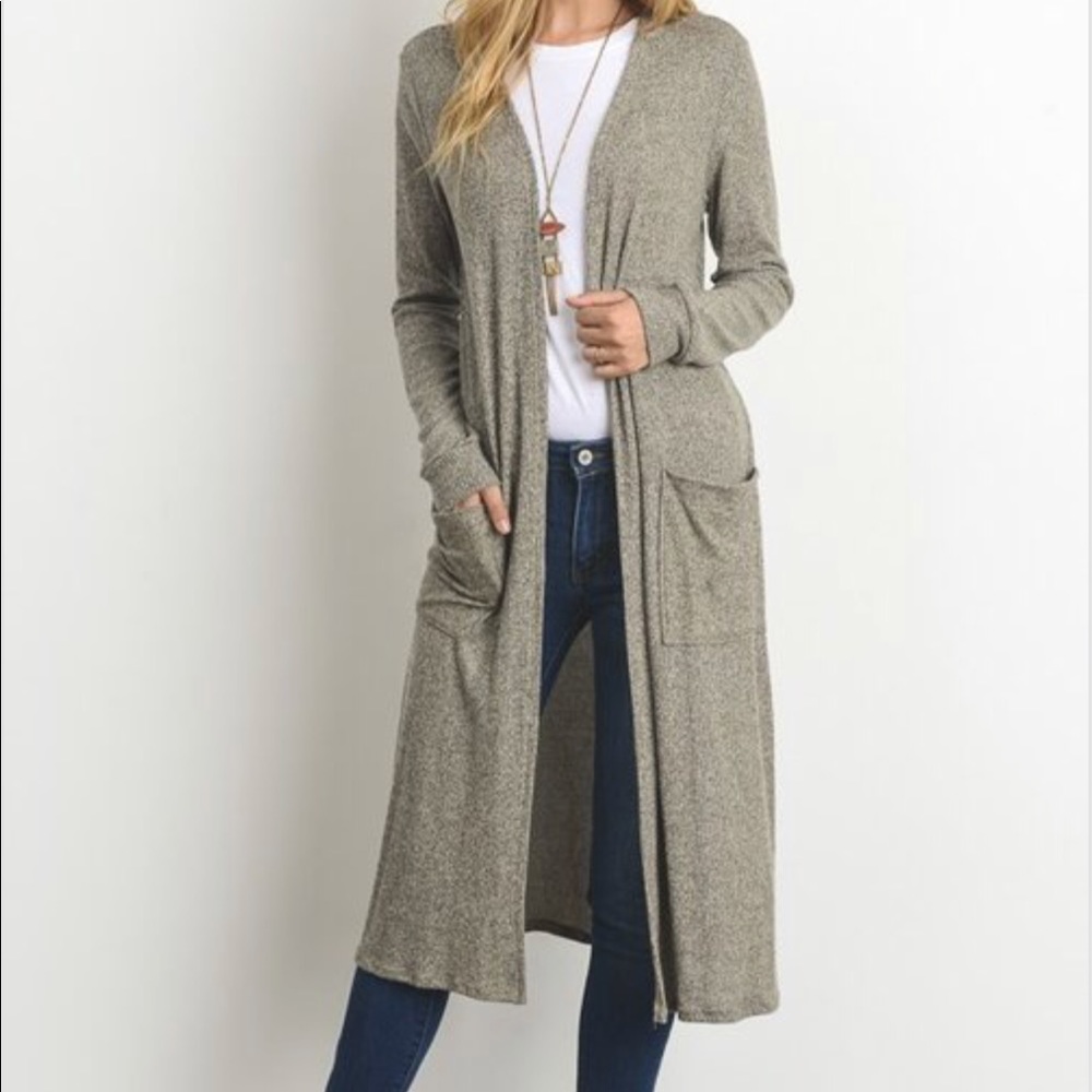 ribbed duster in taupe